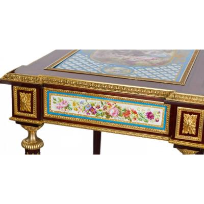 Magnificent Lady s Table With Porcelain Panels In The Manner Of Adam Weisweiler