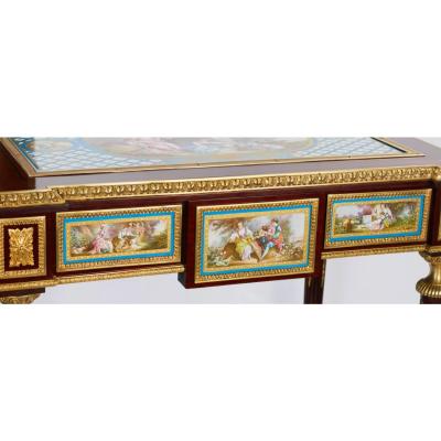 Magnificent Lady s Table With Porcelain Panels In The Manner Of Adam Weisweiler