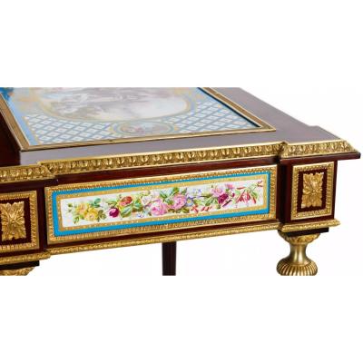 Magnificent Lady s Table With Porcelain Panels In The Manner Of Adam Weisweiler