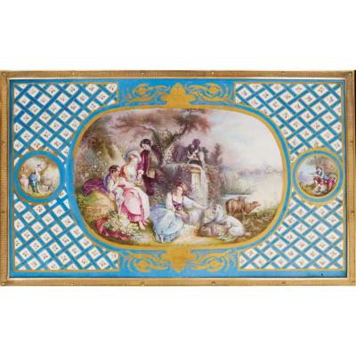 Magnificent Lady s Table With Porcelain Panels In The Manner Of Adam Weisweiler