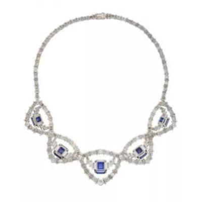 Magnificent Sapphire And Diamond Necklace Cartier Model 1950 21st Century