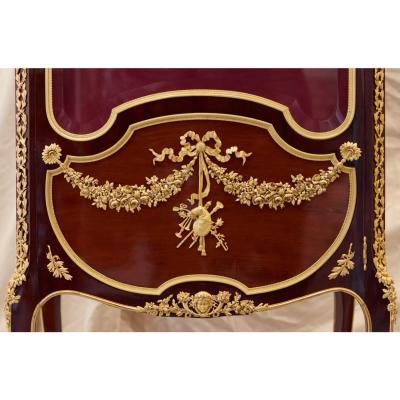 Mahogany And Gilt Bronze Display Cabinet In The Style Of Sormani France