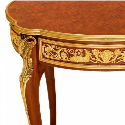 Mahogany Table With Marquetry In The Louis XV Style 