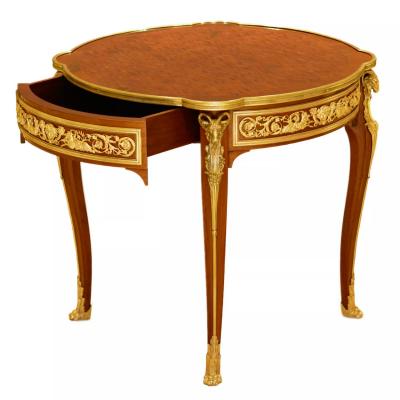 Mahogany Table With Marquetry In The Louis XV Style 