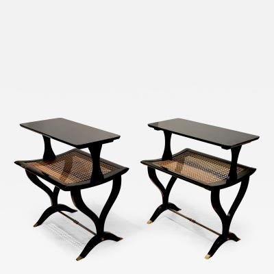 Maison Jansen Maison Jansen extremely refined charming black lacquered pair of side table