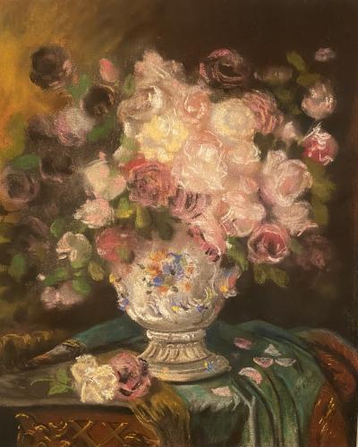 Marcel Vertes Roses in a Porcelain Vase 