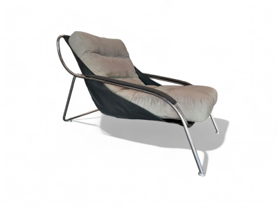 Marco Zanuso Maggiolina Armchair with Ottoman in Metal Fabric Marco Zanuso Lot 315
