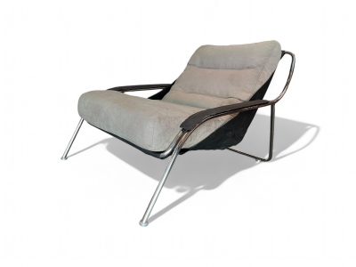 Marco Zanuso Maggiolina Armchair with Ottoman in Metal Fabric Marco Zanuso Lot 315