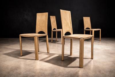 Mario Bellini Brazilian Modern Set of 4 Chairs in Suede Mario Bellini 1970s Lot 20A