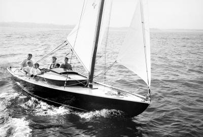 Mark Shaw Mark Shaw Kennedy Family Sailing Nantucket Sound Front of Boat 1959