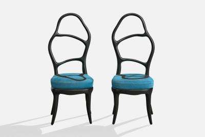 Mattia Bonetti Side Chairs with Aluminum and Hide Italy 2009