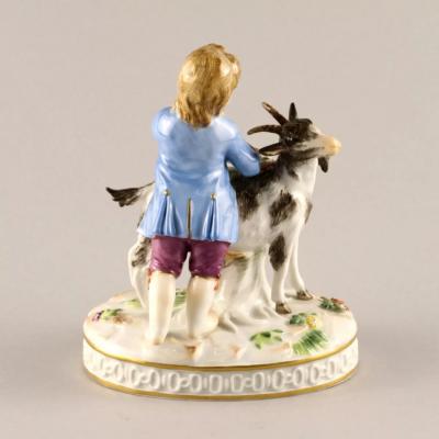 Meissen Porcelain Figure Boy With A Goat Allegory Of Autumn