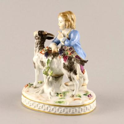 Meissen Porcelain Figure Boy With A Goat Allegory Of Autumn