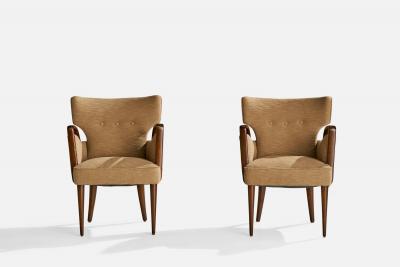 Melchiorre Bega Armchairs with Fabric and Wood Italy 1949