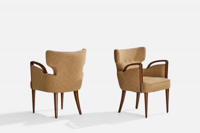 Melchiorre Bega Armchairs with Fabric and Wood Italy 1949
