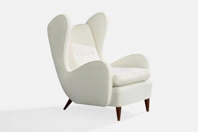 Melchiorre Bega Attribution Lounge Chairs with Wood and Fabric Italy 1940s