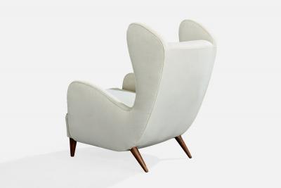 Melchiorre Bega Attribution Lounge Chairs with Wood and Fabric Italy 1940s