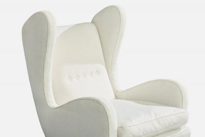 Melchiorre Bega Attribution Lounge Chairs with Wood and Fabric Italy 1940s