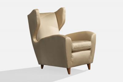 Melchiorre Bega Attribution Lounge Chairs with Wood and Fabric Italy 1940s