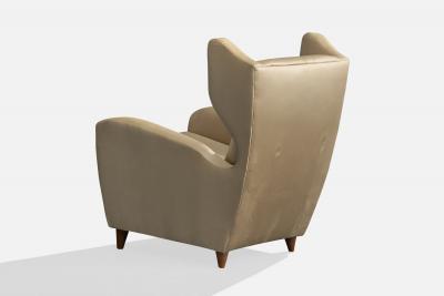 Melchiorre Bega Attribution Lounge Chairs with Wood and Fabric Italy 1940s