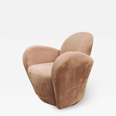 Michael Wolk Michael Wolk for Interlude Miami Swivel Chair Brown Suede Space Age Design