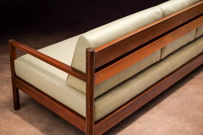 Michel Arnoult Sofa in Imbuia Hardwood Leather by Michel Arnoult 1960s Lot 155
