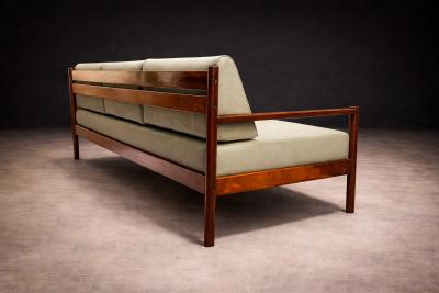 Michel Arnoult Sofa in Imbuia Hardwood Leather by Michel Arnoult 1960s Lot 155