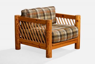 Milo Baughman Lounge Chairs with Pine and Fabric USA 1970s