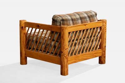 Milo Baughman Lounge Chairs with Pine and Fabric USA 1970s