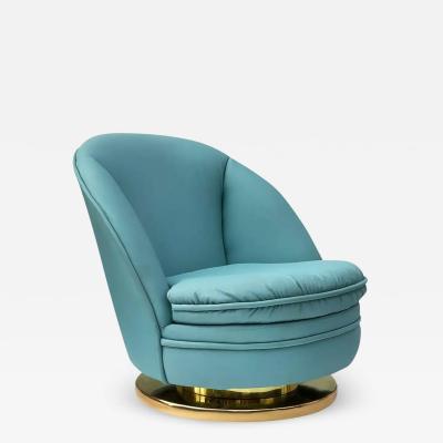 Milo Baughman Mid Century Modern Slipper Lounge Chair by Milo Baughman with Brass Swivel Base