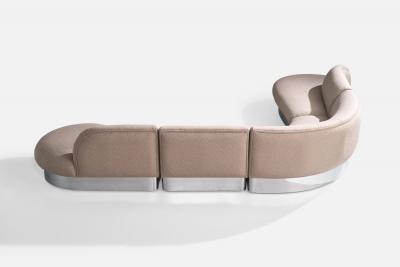 Milo Baughman Sectional Sofa with Fabric and Stainless Steel USA 1980s