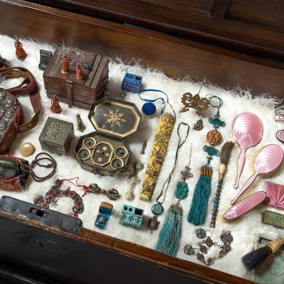 Miniature Repouss Traveling Mirror