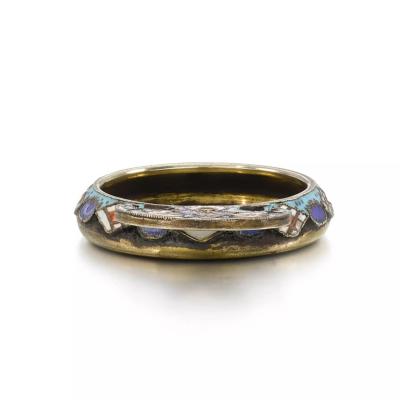 Miniature Silver Kovsh With Cloisonne Enamel Faberge