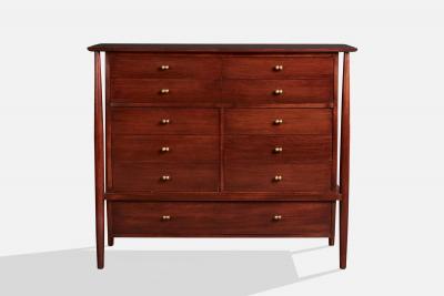 Mount Airy Chest of Drawers with Walnut and Brass USA 1950s