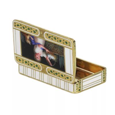 Namelled Gold Snuff Box Freres Jordan Germany Hanau Circa 1800