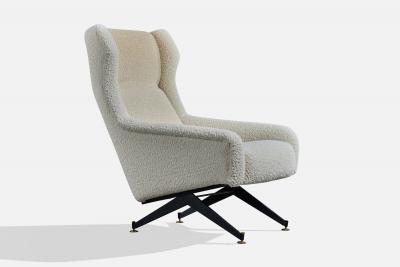 Nello Pini Lounge Chair with Fabric Metal and Brass Italy 1960s