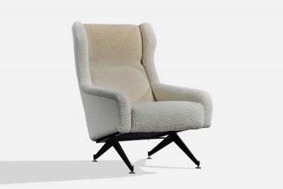 Nello Pini Lounge Chair with Fabric Metal and Brass Italy 1960s