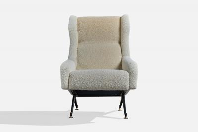 Nello Pini Lounge Chair with Fabric Metal and Brass Italy 1960s
