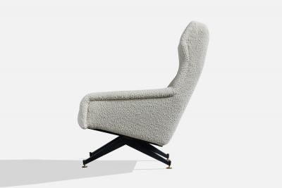 Nello Pini Lounge Chair with Fabric Metal and Brass Italy 1960s