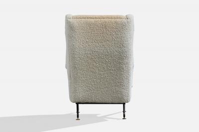 Nello Pini Lounge Chair with Fabric Metal and Brass Italy 1960s