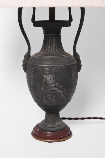Neoclassical blackened iron lamp 1920s 