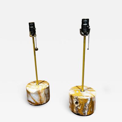 New Limited Edition Spectacular Set of Onyx Acid Table Lamps Mexico