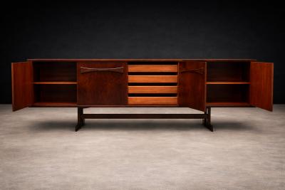 Novo Rumo Brazilian Modern Rosewood Credenza with Bow Design by Novo Rumo 1960s Lot 197