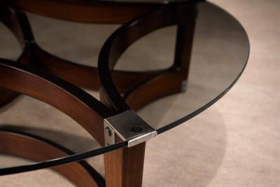 Novo Rumo Round Coffee Table in Bent Rosewood Glass by Novo Rumo 1960s Lot 341