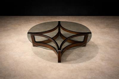 Novo Rumo Round Coffee Table in Bent Rosewood Glass by Novo Rumo 1960s Lot 341