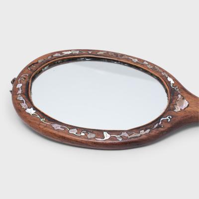 Oval Hand Mirror with Mother of Pearl Inlay