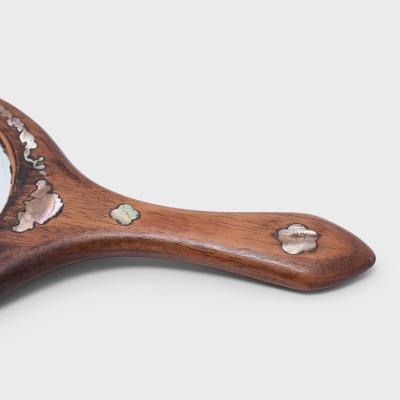 Oval Hand Mirror with Mother of Pearl Inlay
