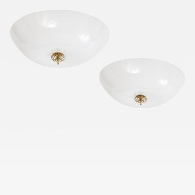 Paavo Tynell Rare Pair of Flush Mount Ceiling Lights Model 2093
