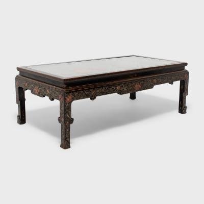 Painted Kang Table with Stone Inlay