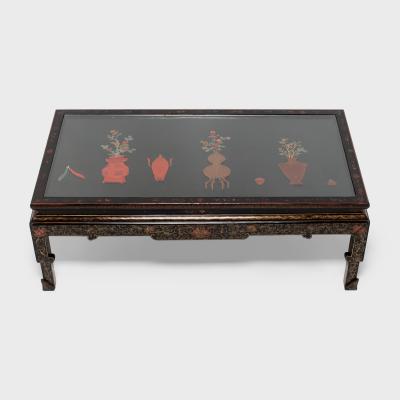 Painted Kang Table with Stone Inlay